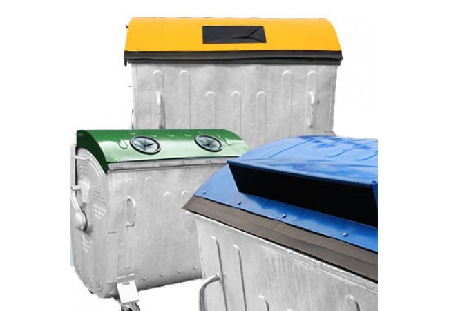 Контейнер с крышками под раздельный сбор мусора (пластик, бумага, стекло)